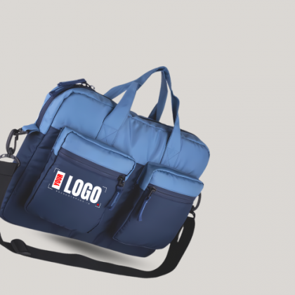 Customized Blue and Black Laptop Bag with Logo