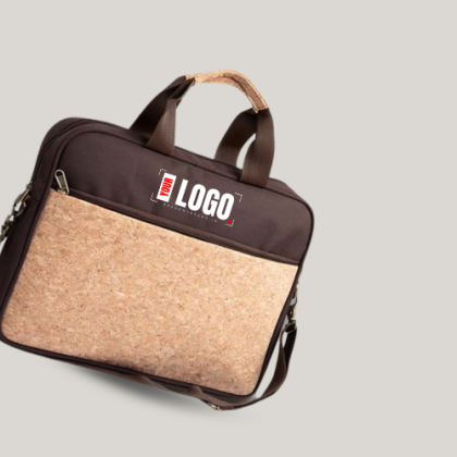 Customized Brown and Black Laptop Bag with Logo