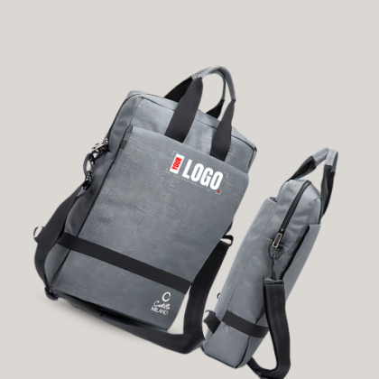 Customized Grey and Black Laptop Backpack with Logo