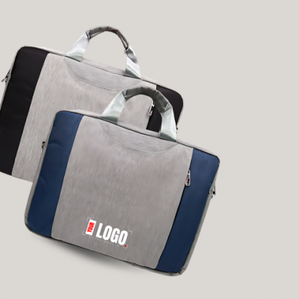 Customized Grey and Blue Laptop Bag with Logo