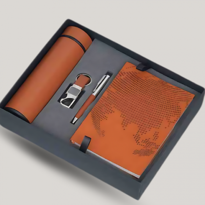 Customized Orange Employee Joining Kit with World Map Design