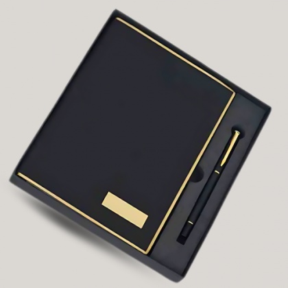 Customized Black Leather Employee Joining Kit with Notebook, Pen, and Card Holder