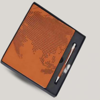 Customized Brown Textured Employee Joining Kit with Notebook, Pen, and Card Holder