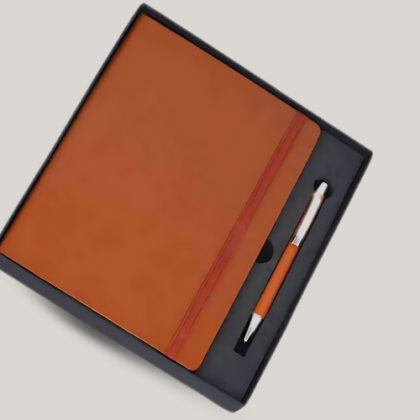 Customized Orange Minimalist Employee Joining Kit with Notebook, Pen, and Card Holder