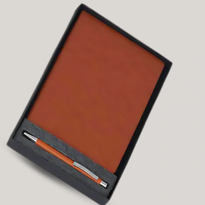 Customized Orange Premium Employee Joining Kit with Notebook, Pen, and Card Holder