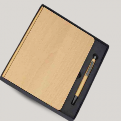 Customized Wood Grain Employee Joining Kit with Notebook, Pen, and Card Holder