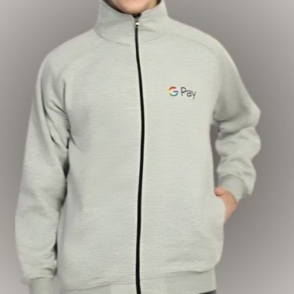 Customized Light Grey Full-Zip Jacket with Logo