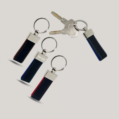 Customized Black and Red Leather Keychain with Logo