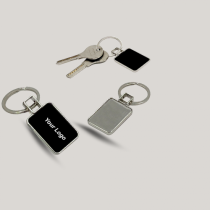 Customized Black and Silver Metal Tag Keychain with Logo