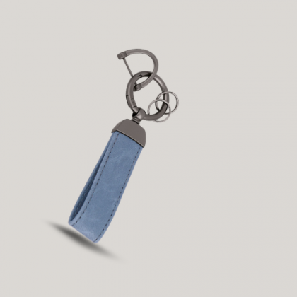 Customized Blue Leather Keychain with Logo