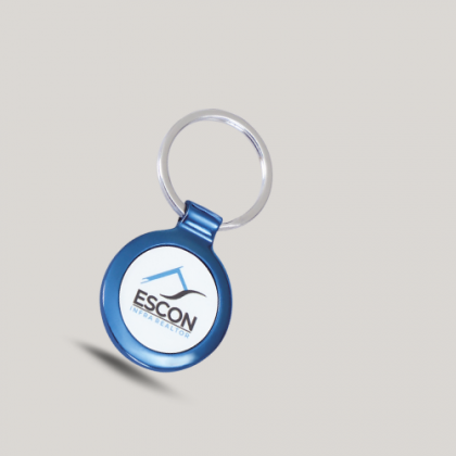 Customized Blue Round Metal Keychain with Logo