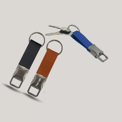 Customized Brown and Blue Leather USB Keychain with Logo