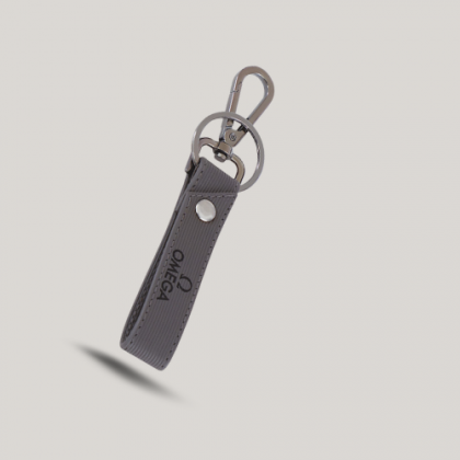 Customized Gray Leather Keychain with Logo