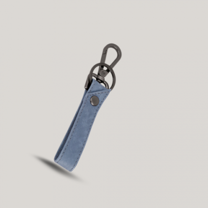 Customized Gray Leather Keychain with Logo