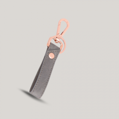 Customized Gray Leather Keychain with Logo