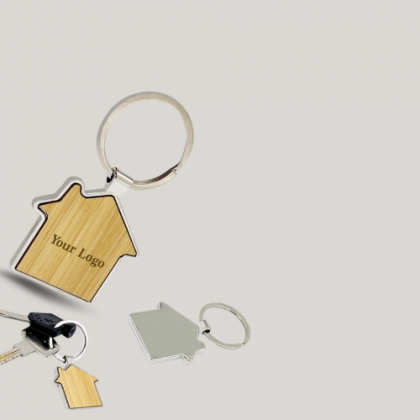 Customized House-Shaped Wooden Keychain with Logo