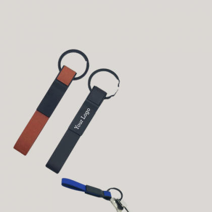 Customized Red and Blue Leather Keychain with Logo