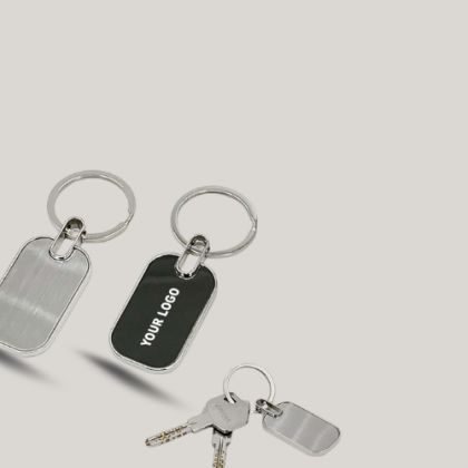 Customized Silver Metal Tag Keychain with Logo