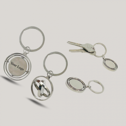 Customized Silver Round Metal Keychain with Logo