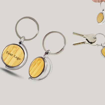 Customized Wooden Round Keychain with Logo