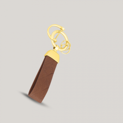 Customized Yellow and Brown Leather Keychain with Logo