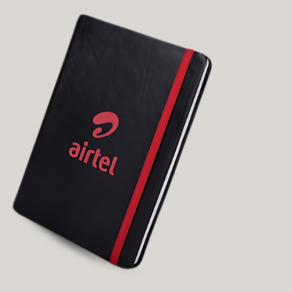 Customized Black and Red Trim Notebook with Logo