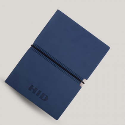 Customized Dark Blue Leather A5 Notebook with Logo