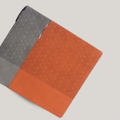 Customized Grey and Orange Notebook with Logo