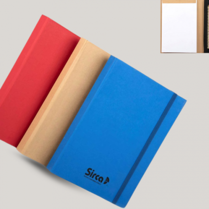 Customized Red, Blue, and Beige Notebook with Logo