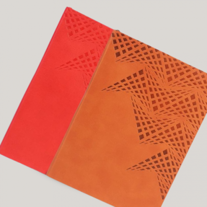 Customized Red and Orange Notebook with Laser Cut Design