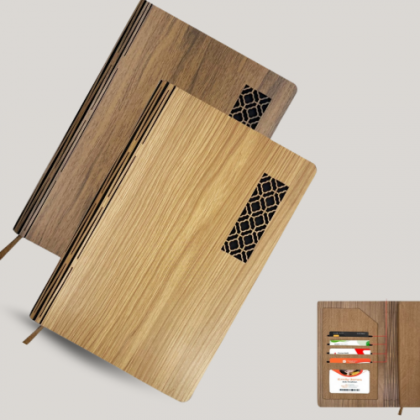 Customized Wood Finish Notebook with Logo