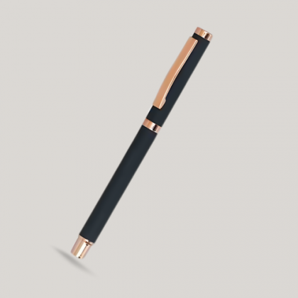 Customized Black Executive Pen with Copper Accents and Logo