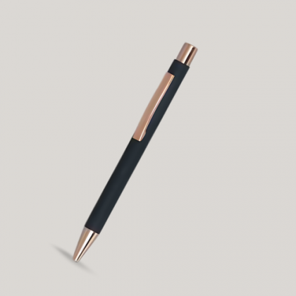 Customized Black Executive Pen with Rose Gold Accents and Logo