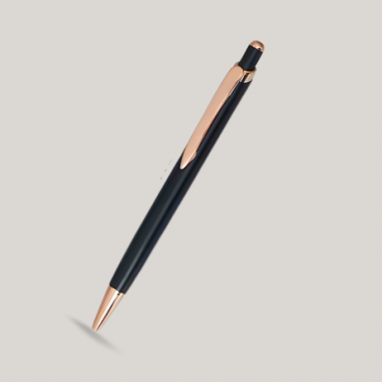 Customized Black Executive Pen with Rose Gold Accents and Logo