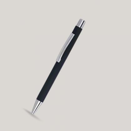 Customized Black Executive Pen with Silver Accents and Logo