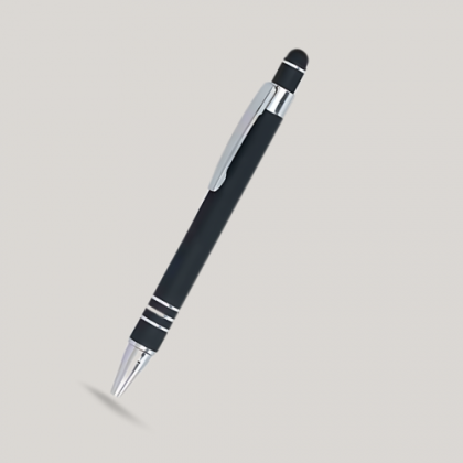 Customized Black Executive Pen with Silver Accents and Logo