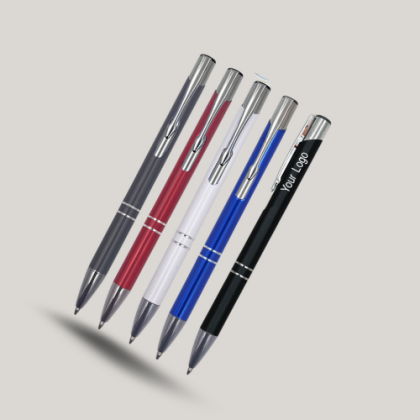 Customized Black, Silver & Red Metal Ball Pens with Logo