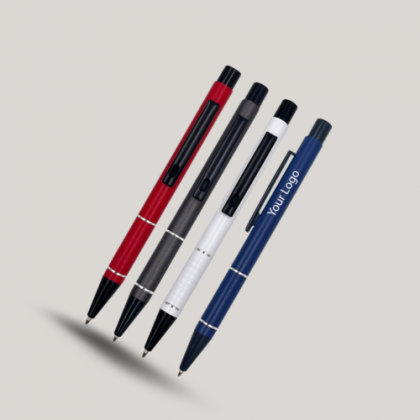 Customized Blue, Black & Red Metal Ball Pens with Logo