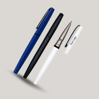 Customized Blue, Black & Silver Metal Pens with Logo