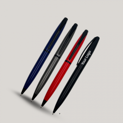 Customized Blue, Red & Black Metal Roller Pens with Logo