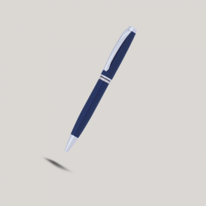 Customized Blue & Silver Metal Pen with Logo