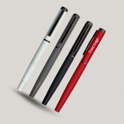 Customized Silver, Black & Red Metal Pens with Logo