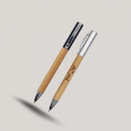 Customized Natural Wood & Silver Metal Pens with Logo