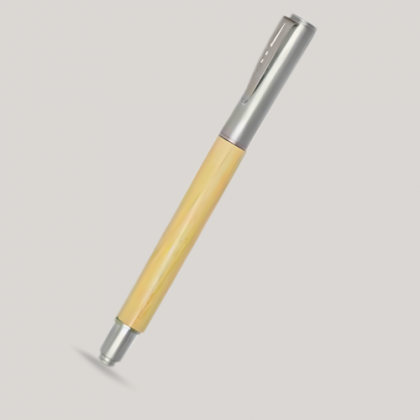 Customized Yellow Executive Pen with Silver Accents and Logo