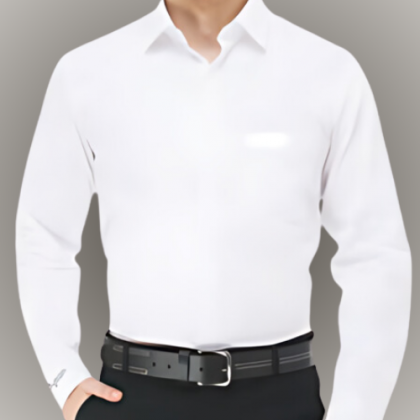 Customized Bright White Cotton Shirt with Logo