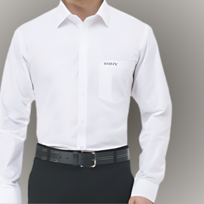 Customized Bright White Cotton Shirt with Logo