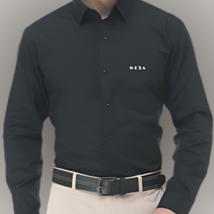 Customized Jet Black Cotton Shirt with Logo