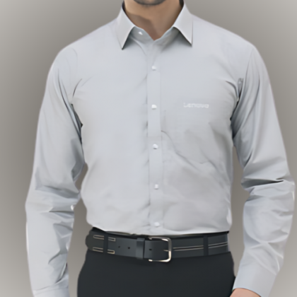 Customized Light Grey-Blue Cotton Shirt with Logo