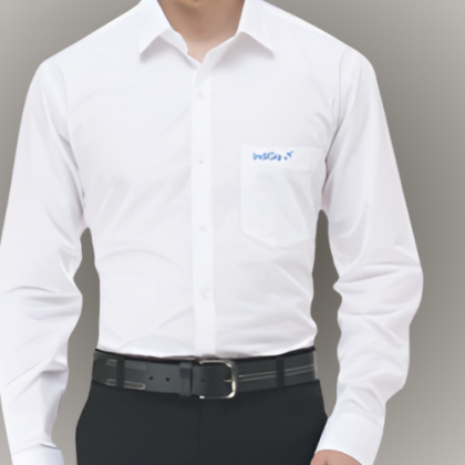 Customized Pure White Cotton Shirt with Logo