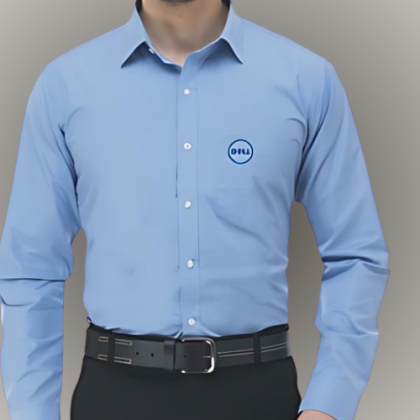 Customized Sky Blue Cotton Shirt with Logo